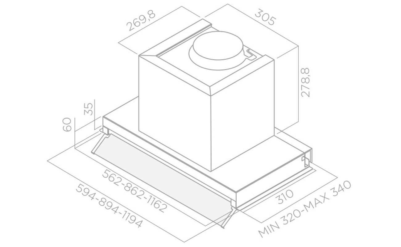 Elica Box IN IX/A/60 - Vstavaný digestor 60 cm - Nákres