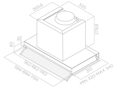 Elica Box IN Plus IXGL/A/60 - Zabudovaný digestor 60 cm - Nákres