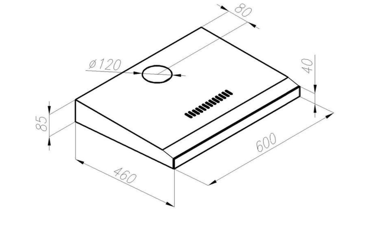 Guzzanti GZC 60 Inox - Podskrinkový digestor 60 cm - Nákres